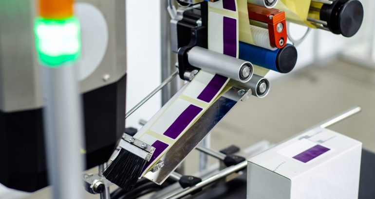 Close-up of  Automatic Sticker Labelling Machine
