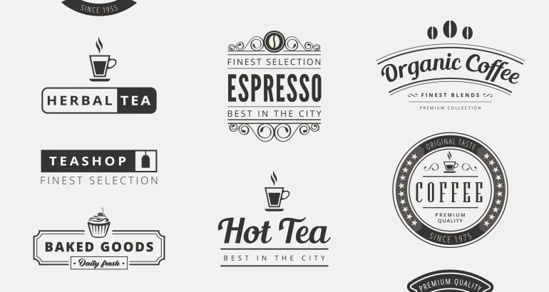 Coffee Retro Vintage Labels Logo design vector typography lettering inspiration templates. 
Old style elements, business signs, logos, label, badges, stamps and symbols.
Coffeeshop, tea, bakery theme.
